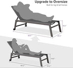 PURPLE LEAF Patio Chaise Lounge Set for 2, Oversize Seat, Grey | Reinforced aluminum frame with angled legs supports up to 320 lbs, providing solid stability without sagging or rocking