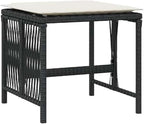 Poly Rattan Garden Stool Set of 4 Black Cream