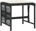 Set of 4 Poly Rattan Outdoor Stools with Removable Cushions, Black and Cream Patio Stool Set, Powder-Coated Steel Frame, 242.5 lbs Capacity for Adults
