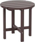 Costaelm Round Outdoor Side Tables, Adirondack Patio Tables for Outside, HDPE Patio End Table Weather Resistant, Balcony Table for Pool, Seaside, Backyard, Porch, Indoor Companion, Dark Brown