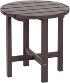 Costaelm Round Outdoor Side Tables, Adirondack Patio Tables for Outside, HDPE Patio End Table Weather Resistant, Balcony Table for Pool, Seaside, Backyard, Porch, Indoor Companion, Dark Brown