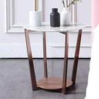 Telephone Table, Marble Surface Telephone Table,Sofa Round Side Table,Small Metal Coffee Table in The Living Room,Brushed Stainless Steel Bracket,Thickened Solid Base