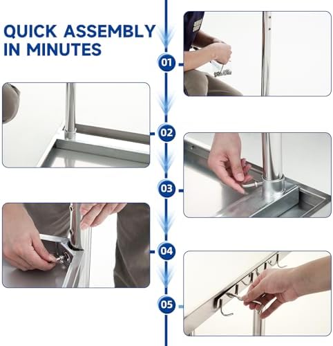 Stainless Steel Table with Wheels, Stainless Table for Prep & Work, 30 x 18 x 35Inch Commercial NSF Steel Metal Table for Restaurant Kitchen Hotel Garage