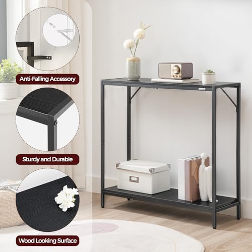 MAHANCRIS 30" Narrow Console Table, 2-Tier Small Entryway Table with Shelf, Thin Sofa Table with Shelves, Behind Couch Table for Living Room, Hallway, Foyer, Corridor, Office, Black CTHB27601