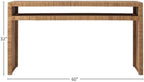 Pemberly Row Long Key Console Table, 60W X 18D X 32H, Wrapped Split Rattan, Tan Natural Cane Finish, No Assembly Required, Coastal Style Accent Table for Living Room or Entryway