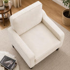 Weture Mid-Century Accent Chair, Beige Armchair Living Room Chairs | Comfy Upholstered Reading Accent Chairs for Bedroom, Modern Single Sofa Chair