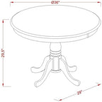 East West Furniture AST-LWH-TP Antique Modern Kitchen Table - a Round Dining Table Top with Pedestal Base, 36x36 Inch, Multi-Color