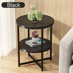 Small Round Side Table, 2 Tiers Farmhouse End Table, Set of 2 Accent Tables for Small Spaces, Night Stands for Bedrooms Living Room, Coffee Tables with Storage Shelf, Black