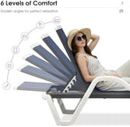 PURPLE LEAF Lounge Chair Outdoor Set of 2 w/Armrest & 1 Table, Navy Blue | Sleek, modern curves add a resort-style aesthetic that instantly upgrades the overall look of your backyard oasis