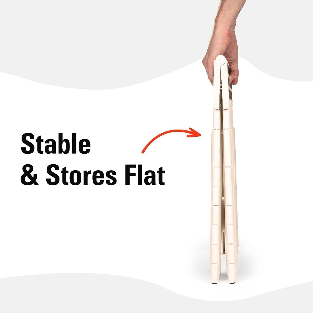 Kikkerland Rhino Foldable Step Stool – Holds Adults up to 300 Lbs, Best for Kitchen & Bathroom – Collapsible, Portable, Lightweight Stepping Stool with Sturdy, Non-Slip Design – White, 15”