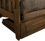 Kodiak Furniture Tucson Full Futon Set in Rustic Walnut Finish with Storage Drawers, Suede Gray