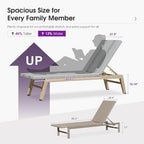 PURPLE LEAF Oversize Outdoor Chaise Lounge Set of 2 Champagne Frame, White | 3-Year Color Retention PE Rattan, 2.4" Thickened Aluminum Frame, 16.14" Knee-Friendly Height, French-Inspired Style