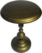 Carolina Chair & Table Pearson Round Accent Table - Elegant Aluminium Frame and Top, Hand Forged Pedestal Base Bedside Furniture - Contemporary Side Table for Dining, Working (Antique Brass)