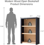Book Shelf, 3-Tier Bookshelf with Adjustable Shelves,Free Standing Modern 48'' Tall Bookcase with Open Display Storage,Floor Vintage Bookshelves for Living,Office (2, Gray Black / Natural, 3-Tier)
