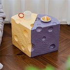 Chic Triangle Resin Side Table - Multifunctional Cheese Table & Nightstand, Stylish Sofa Stool for Living Room Decor, Versatile Home Furniture (Small, Modern)