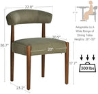 VKNOW Wooden Dining Chairs Set of 6 with Walnut Wood Legs and Curved Back | Mid Century Modern Upholstered Dining Room Chairs with Faux Mohair Fabric, Kitchen Chairs for Farmhouse, Dining Room, Green