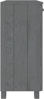 Dark Grey Solid Pine Wood Sideboard with MDF Large Storage, Rustic Style Furniture for Living Room Dining Area, 2 Doors and Built-in Shelves Organizer