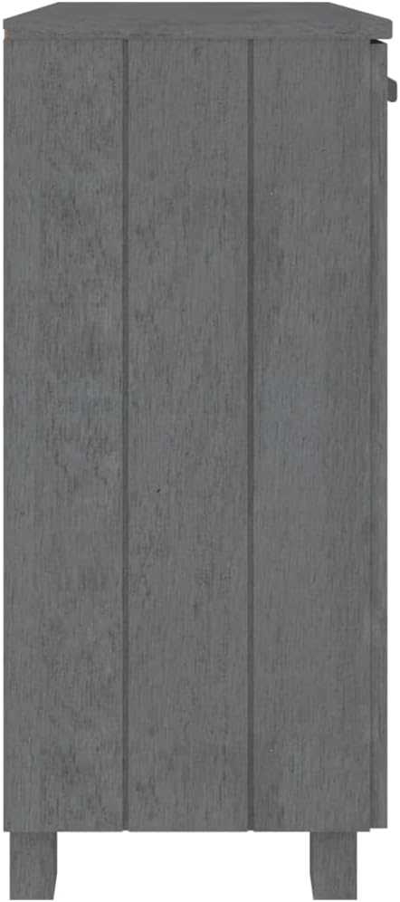 Dark Grey Solid Pine Wood Sideboard with MDF Large Storage, Rustic Style Furniture for Living Room Dining Area, 2 Doors and Built-in Shelves Organizer