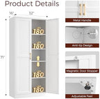 71" Tall Metal Kitchen Pantry Cabinet, Storage Cabinet with Doors | Kitchen Cabinet with 4 Adjustable Shelves, Food Pantry Cabinet, Cupboard for Kitchen,Dining Room, Living Room, Office, School