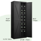 71" Tall Kitchen Pantry Storage Cabinet, Kitchen Storage Cabinet with Doors and 4 Adjustable Shelves, Metal Freestanding Cupboard for Garage Dining Room Living Room Bathroom, Black