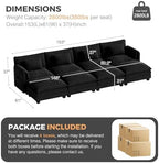 ELUCHANG 153" Oversized Modular Sectional Sofa, Comfy Chenille Cloud Couch, 8-Seater U Shaped Modern Deep Seat Sofa w/Removable Covers for Living Room, Bedroom, DIY Combination - Black