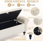 51" Storage Bench for Bedroom, Upholstered Ottoman Bench, Chenille Beige | End of Bed Bench for Bedroom, Window Benches for Living Room, Entryway, Ottoman with Large Storage Space, Pet Friendly