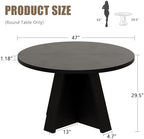 iPormis 47 Inches Round Dining Table for 4-6 People, Modern Wooden Kitchen Table for Dining Room, Farmhouse Circle Dinner Tables Furniture for Kitchen Living Room, Black