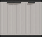Locking Outdoor Storage Cabinet with Shelves Adjustable Shelf Modern Outdoor Storage Cabinet for Balcony Gray Black Polypropylene Medium