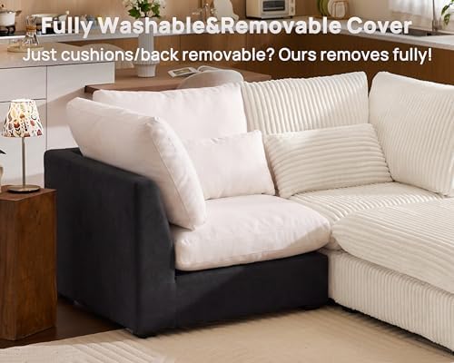154" Oversize Corduroy Modular Sectional Sofa Couches for Living Room,White