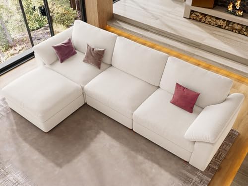 EASE MOOSE Sectional Modular Sofa,Oversized L Shape Sectional Couch Wide Deep seat Sectional Sofa,Comfortable White Modular Sofa