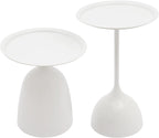 White Nesting Tables, 2pcs round white nesting side tables for Living Room | End tables nesting, Space-saving design for living room, bedroom, or office. Durable iron construction with 11-inch base