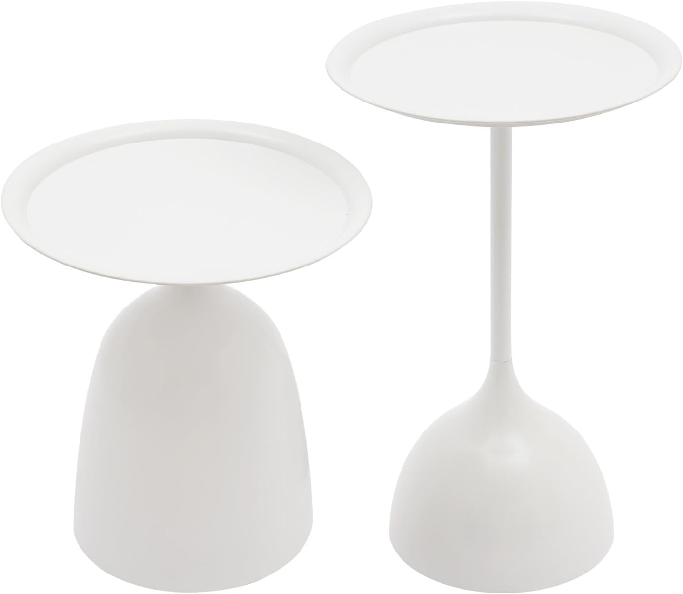 White Nesting Tables, 2pcs round white nesting side tables for Living Room | End tables nesting, Space-saving design for living room, bedroom, or office. Durable iron construction with 11-inch base