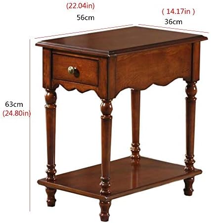 Telephone Table, European Style Sofa Side Table,Square Telephone Table,Living Room Side Cabinet,Nightstand with Drawer,End Table(Brown)(Color:Walnut Color,Size:22.0414.17