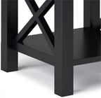 Pemberly Row Solid Wood End Table with Storage, Black Finish, 20.5" W x 20.5" D x 20" H, One Drawer and Shelf, Square Contemporary Design, Living Room or Bedroom Side Table