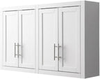 Furnifact White 2-Piece Wall Kitchen Cabinet Set, MDF Birch Veneer, Floating Mounted Kitchen Storage, Pantry Wall Organizer