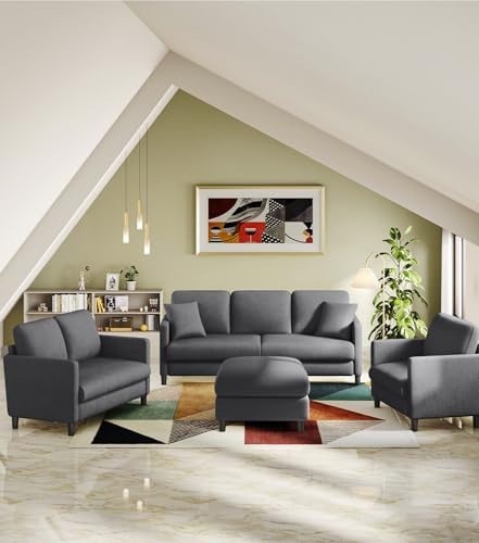 Welzona Loveseat, 51" Small Couch, Teddy Love Seat, Small Loveseat Sofa | Comfy Teddy Fabric, Tool-free Setup, Washable Covers, All-wood Small Sofa Couch for Living Room, Bedroom, Small Spaces, Grey