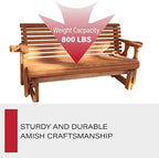 Amish Casual Heavy Duty 800 Lb Roll Back Pressure Treated Porch Glider with Cupholders (4 Foot, Cedar Stain)