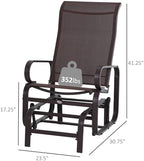 Outsunny Outdoor Glider Chair, Smooth Gliding Mechanism, Brown | Gliders for Outside Patio, Lightweight Construction, Backyard