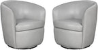 Pemberly Set of 2 Steamboat Ice All Italian Leather Swivel Club Chair