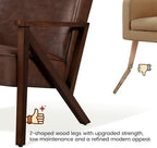 Yaheetech Mid-Century Modern Accent Chair, Lounge Chair, Dark Brown | Faux Leather Chair with Flat Arms, Engineered Wood Frame Armchair, for Living Room/Office/Reading/Reception Area