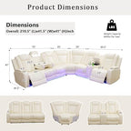 A Ainehome Leather Power Furniture Reclining Sectional Couch, Living Room Power Recliner Adjustable Sofa, Loveseat and Chair with Storage Console for Living Room/Office(Off-White)