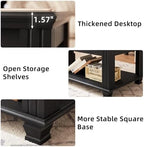 SAVOR LIFE Farmhouse Coffee Table Set of 3, Black | Rustic Wood 3 Piece Coffee and End Table Sets with Open Shelf for Living Room