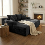 Sytopia Loveseat Chaise Lounge with Armrests, Oversized Sofa Bed with 4 Pillows, Cozy Sleeper, Modular Sectional Couch for Living Room Bedroom, Floor Chair Furniture sala Corduroy