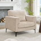 Oversized Accent Chair Armchair with Metal Legs | Comfy Chenille Arm Chairs and a Half,Modern Century Single Sofa Extra Large Reading Club Chair for Living Room,Bedroom,Brown