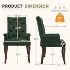 cinkehome Set of 6 Upholstered Dining Chairs, Dining Room Kitchen Chair with Armrest and Solid Wood Leg, Mid Century Modern Side Chairs (Olive Green, Chenille)