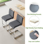 Counter Height Bar Stools Set of 4 - Grey Bar Stools for Kitchen Island,25'' Counter Stools with Leather Upholstered Seat,Metal Kitchen Island Chairs Ideal for Bar,Pub,Coffee Shop