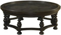 Coffee Table Solid Wood Round Coffee Table Black Retro Coffee Table Home Sofa Side Table Glass Double Layer Low Table Mesa para Centro De Sala