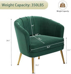 Andeworld Velvet Accent Chair, Barrel Armchair, Green | Velvet Upholstery, Golden Metal Legs, Comfy Barrel Back, Modern Style, Living Room Bedroom Office