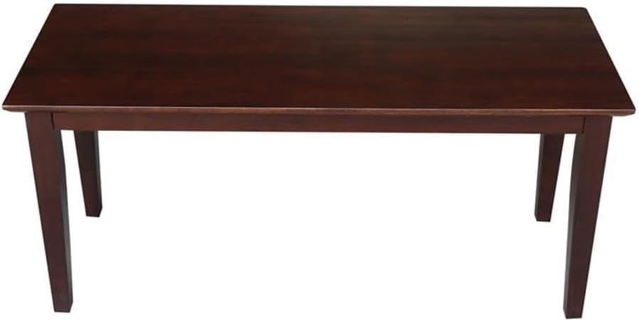 IC International Concepts, Shaker Styled Bench , 450lbs wt capacity, Solid Real Wood, Sturdy Parawood, Rich Mocha