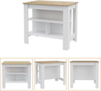 9-Shelf 2-Door 2-Piece Kitchen Set with Island and Pantry in White | Combines 9 shelves and 2 doors for expanded storage capacity
